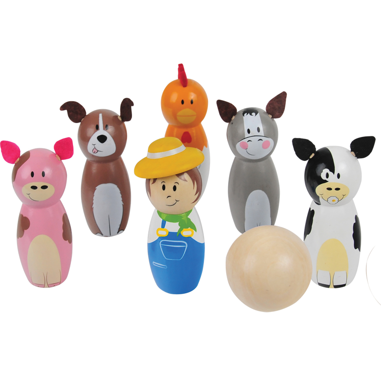 BS Toys Bowling In Legno - Set Di Birilli Per Bambini E Adulti, Per Interni Ed Esterni, In Betulla Di Qualità