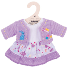 Vestitino per Bambole 30cm Tg. M - Lilla con Cardigan Fantasia Floreale