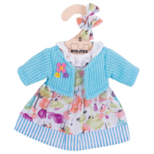 Vestitino per Bambole 25cm Tg. S - Celeste con Cardigan Fantasia Floreale