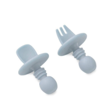 Set Posate Anti-soffocamento in Silicone - Celeste