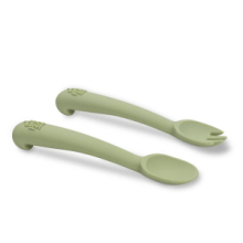 Cucchiaio e Forchetta in Silicone - Verde