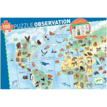 Puzzle Osservazione con Poster - Animali del Mondo (100 Pezzi)