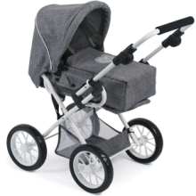 Carrozzina Passeggino Bambole Leni - Grigio Jeans